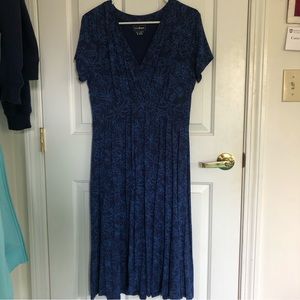 blue floral wrap dress